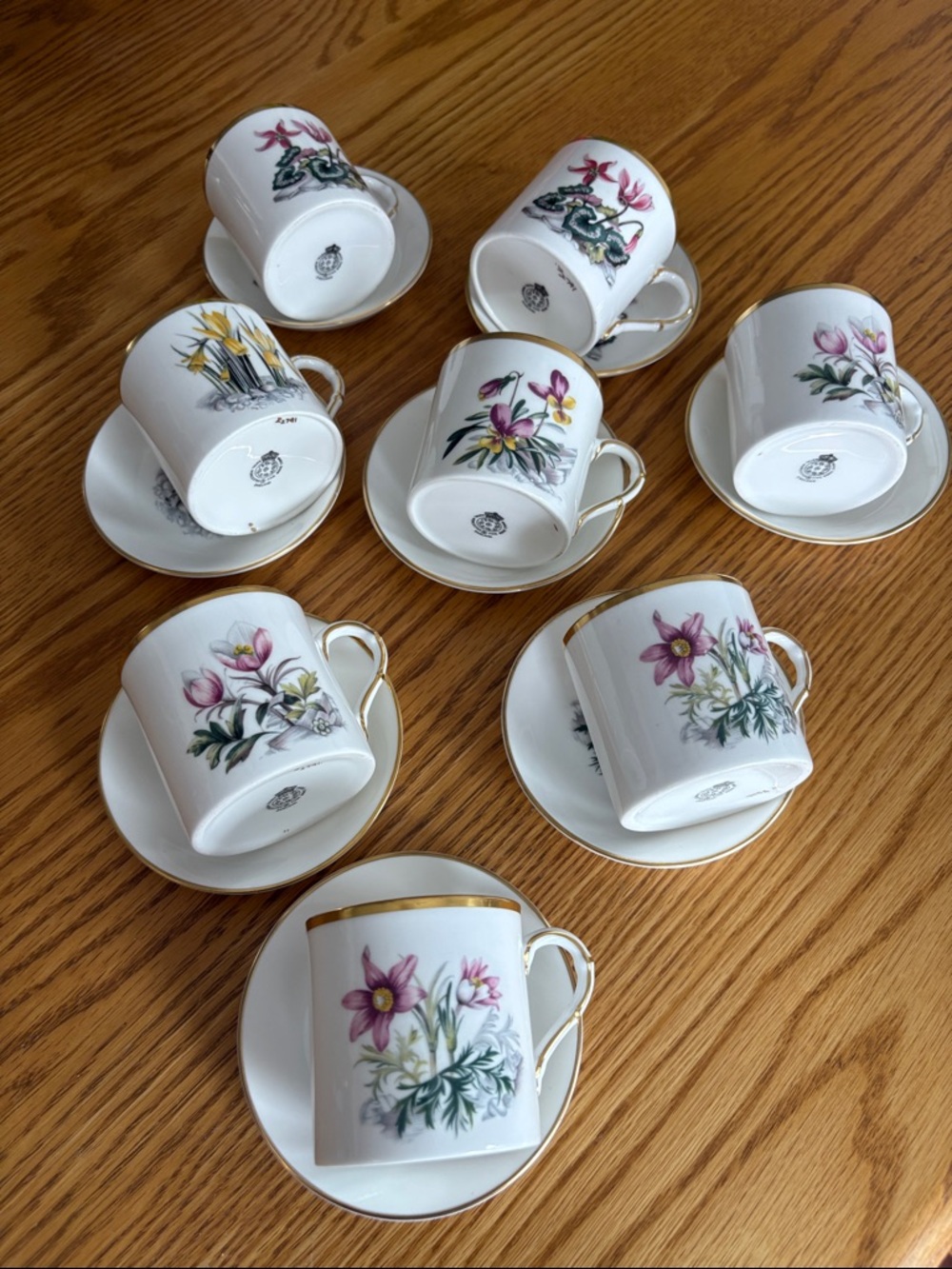 Fine Porcelain Floral Demitasse Cup and Saucer Set - Flowers by Royal Worcester